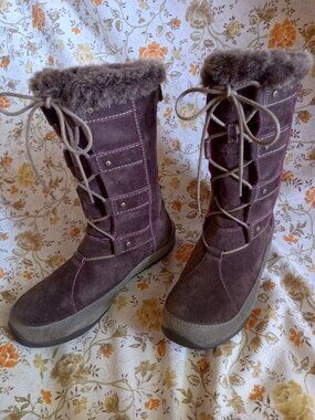 North Face Brown Purple Abby IV Suede Boots 9.5